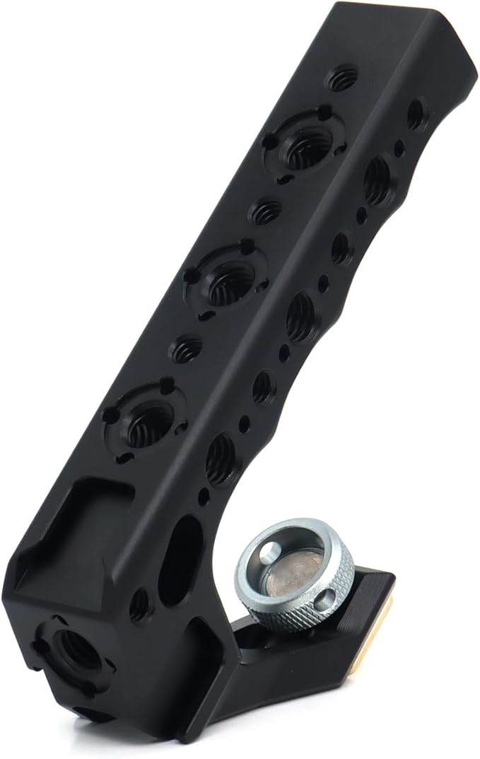 SZJELEN Top Handle Camera Grip with Cold Shoe Base for DSLR Camera Cage, with 3 Cold Shoe Adapters to Mount DSLR Camera with Microphone/LED Light/Monitor (Black with Cold Shoe Base)