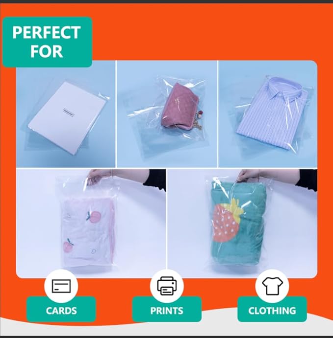 iMailer - 1000 Pcs - 14" x 20" Clear Cellophane Bags - Resealable Self Sealing Cello Poly Bags for Clothing, T-Shirt, Prints, Photos, Documents