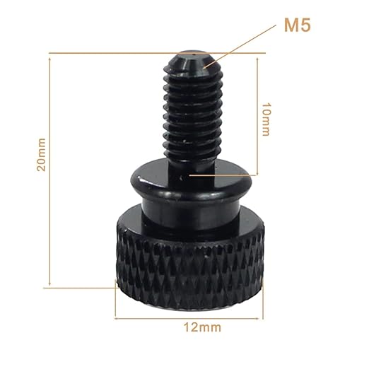 BGNing 2 Pcs M5 Knurled Thumbscrew Screw Bolt 10mm Head Hand Tighten for Computer Case Potography Accessories (2pcs Aluminum Alloy)