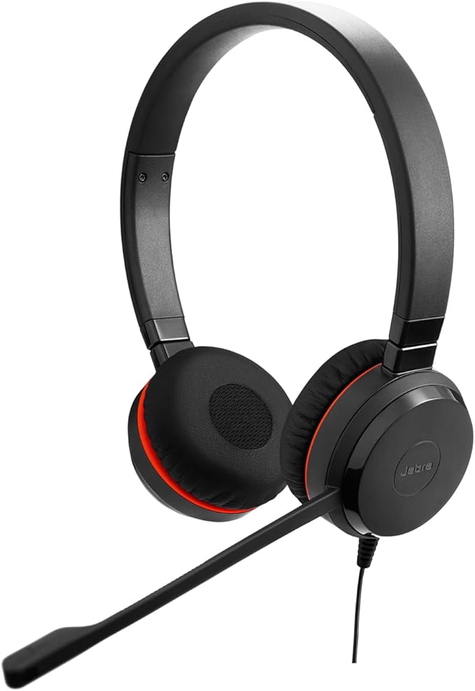 Jabra Evolve 20 SE Wired Dual-Ear Headset with Microphone for Work, USB-A and USB-C Wired Headphones, Microsoft Teams Certified, On-Ear Comfort, Connects to Laptops, iPhone & Android Devices
