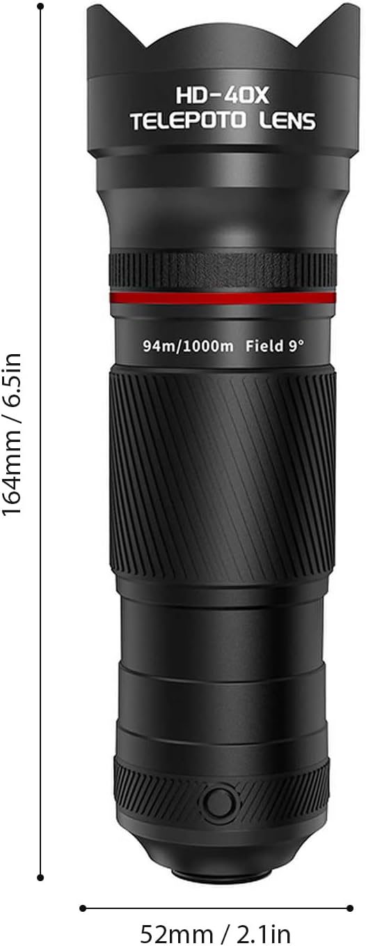 Andoer 40X Zoom Lens with Tripod Phone Telephoto Lens Phone Telescope Phone Camera Lens for Hiking Camping Wildlife Observation Moon Sports Game Concert Watching