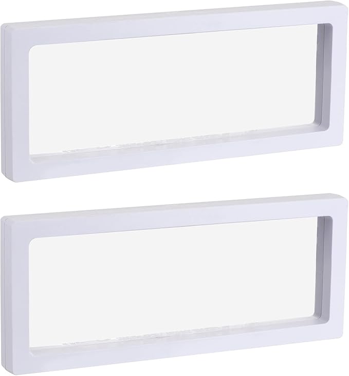 MECCANIXITY Floating Frame Display Holder Stand 3D Jewelry Display Box 9.06 x 3.54 x 0.79 inch White for Ring Necklace Bracelet Earring Pack of 2
