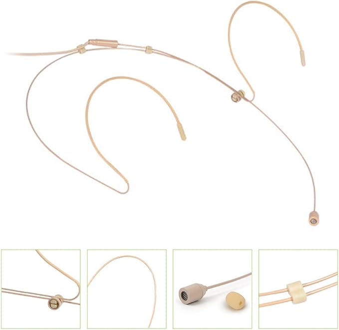 Headset Microphone Double Over Ear Earset Over Ear Headworn Mic Compatible with AKG Wireless System Bodypack Transmitter with 1.2m Cable Windscreen Mini XLR 3 Pin TA3F Plug
