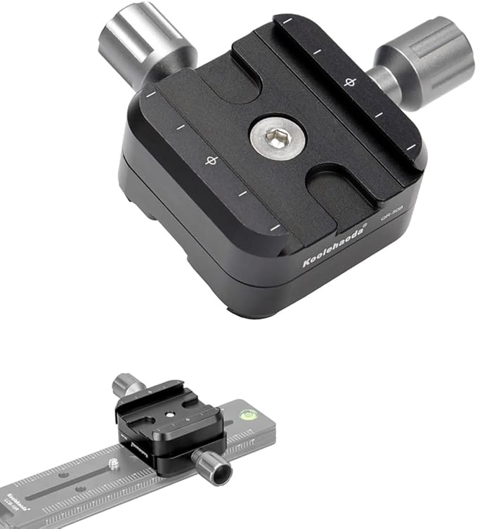 koolehaoda QR-50B Quick Release Plate Clamp Double Clamp Adapter Compatible for Arca Swiss Plate RRS Rail Plate Nodal Slide Subtend