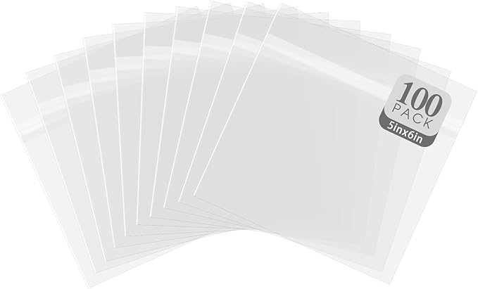Golden State Art 100 Pack 6 1/8 x 5 1/8 Crystal Clear Storage Sleeves, Acid-Free Clear Cellophane Bags for One 10.4mm Standard CD Jewel Cases