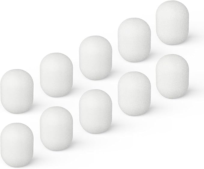 Cubilux Foam Cover for Lavalier Lapel Microphone, Windscreen for Mini Clip-On Lav MIC, Foam Cover, 10-Pack, White