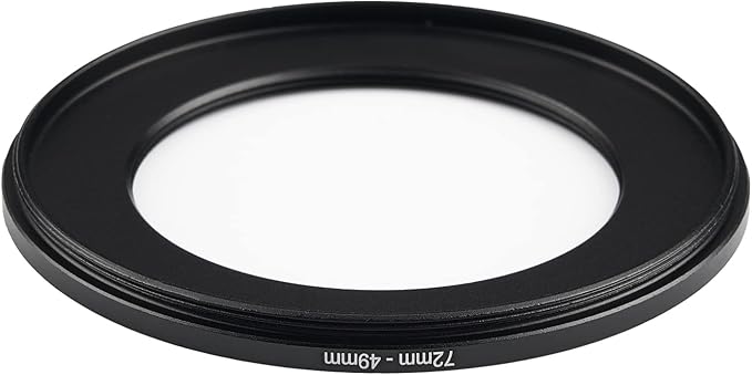 72mm to 49mm Step Down Ring Filter Adapter Applicable to All Brands of UV ND CPL Filter (72mm-49mm)
