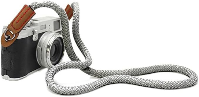 MINI GAGA DOROM Vintage Handmade Cotton Leather Rope Camera Neck Strap for Micro Single and DSLR Camera Long Silver