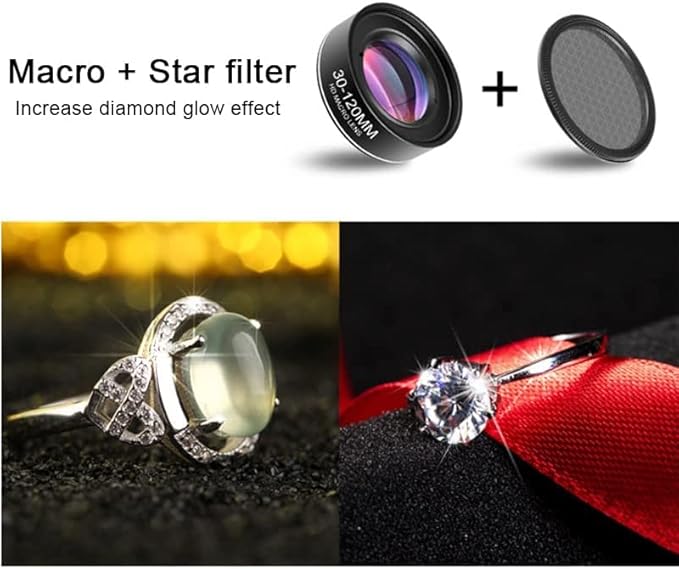 30-120mm Macro Zoom Lens, for iPhone, Samsung, Android, Pixel, Black, Mixed Materials, HD Coating, 4:1 Zoom Ratio, Auto/Manual Focus, Compatible with Most Smartphones