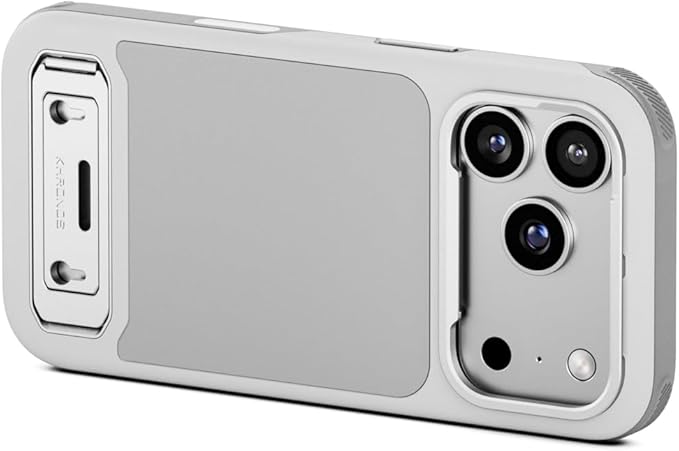 Tilta Khronos Lite Case Compatible with iPhone 17 Pro | Lightweight Mobile Cage | Kickstand Support | Magnetic Accessory Mounts | Metal Lens Frame Protection | Professional Smartphone Rig – Light Gray