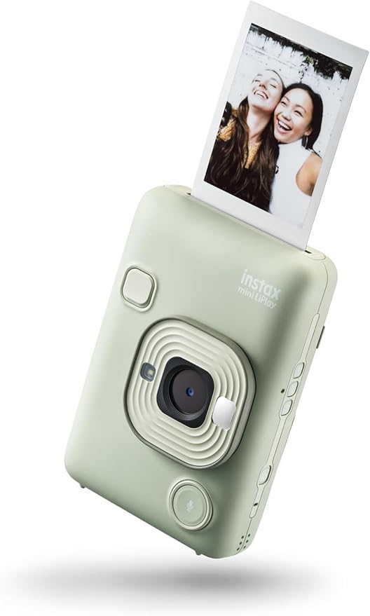 Fujifilm Mini LiPlay Hybrid Instant Camera with Mini Film, 32GB microSD Card, Charging Cable, Hand Strap and Pixibytes Microfiber Cleaning Cloth... (Matcha Green + 20 Sheets)