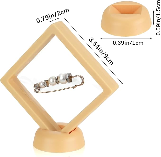 12PCS 3D Floating Frame Case with Stands, Challenge Coin Display Stand Holder, Gift Packing Frame Showcase for Earrings, Jewelry, Medallions, Specimens, 3.54x3.54 Inch (Light Pink)