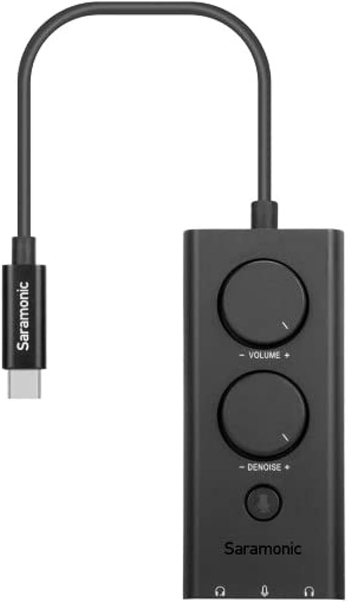 Saramonic SR-EA5 USB-C & USB Audio Interface w/ 3.5mm Input, 2x Headphone Outs, Mute & Noise Suppression for Computers, iPhone 15, Android, iPad, more