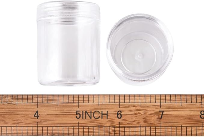 Craftdady 10pcs Clear Plastic Bead Containers Storage Container Box Jars with Lid Round Bottle Transparent Organizers Box 1.5"x2" 20ml for DIY Diamond Beads Crafts Jewelry