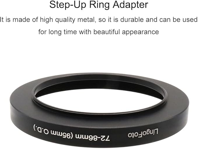 Lens Matte Box Adapter 72-86mm Step up Ring for 72mm Camera Lens to 95mm OD Matte Box Lens Mount (72-86/95mm)