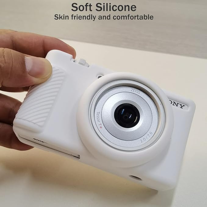 Pocoukate Case for Sony ZV-1F, ZV-1 II/ZV-1M2 Vlog Camera, ZV1F Camera Silicone Cover Skin, Anti-Scratch Slim Fit Soft Sleeve with ZV1 F Screen Protector- White