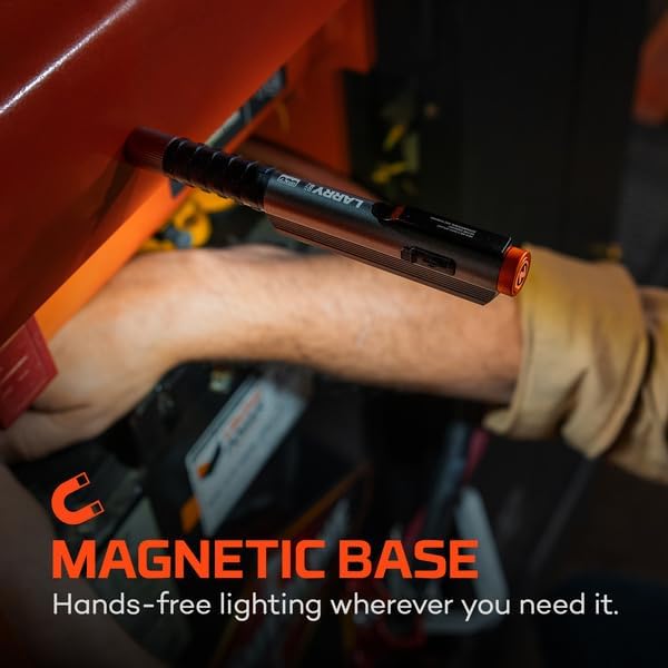 NEBO Larry 500 Flex Work Light | 500 Lumens, 6 Light Modes, Compact, Rechargeable COB Light & Mini LED Flashlight, Powerful Magnetic Base, Waterproof, Includes USB Charging Cable
