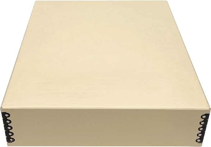 Golden State Art, Archival Storage Box, Acid-Free Drop Front Museum Box with Metal Edge for Storing Artwork Photos Documents Prints Arts And Crafts (Tan-11.75x15.25x3 Inches)