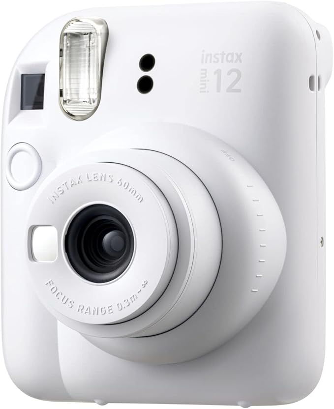 Fujifilm Instax Mini 12 Instant Film Camera Clay White, Fujifilm Instax Mini Twin Pack Instant Film 20 Prints, Prtotective Case, Gift Bundle