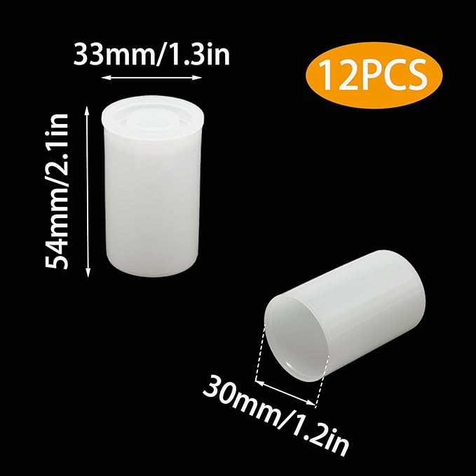 PINE & LINEN 12pcs White Film Canisters with Lids,33mm/1.3inch Caliber Plastic Film Canisters Camera Reel Containers, Storage Containers for Science Art Projects/Sewing Hobbyists