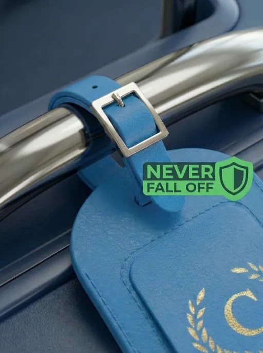Luggage Tags for Suitcases 6 Pack PU Leather Travel Bag Tags with Privacy Cover & Stainless Steel Buckle, Vegan Leather Name ID Labels for Travel Bags, Cruise, Airline, Backpack, Baggage Identifier(C)
