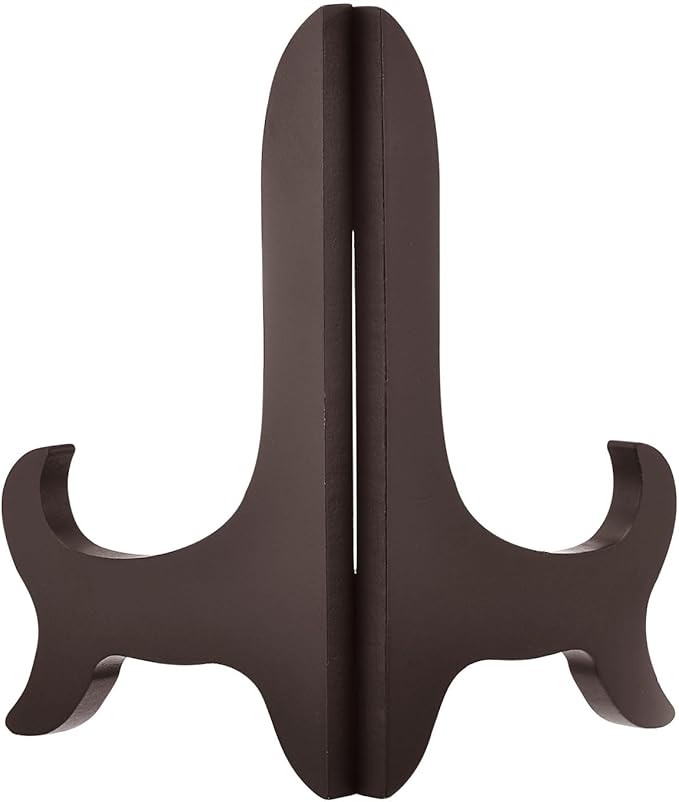 uxcell 7" Easel Plate Holder, Wooden Folding Display Stand Brown for Decorative Picture Frame