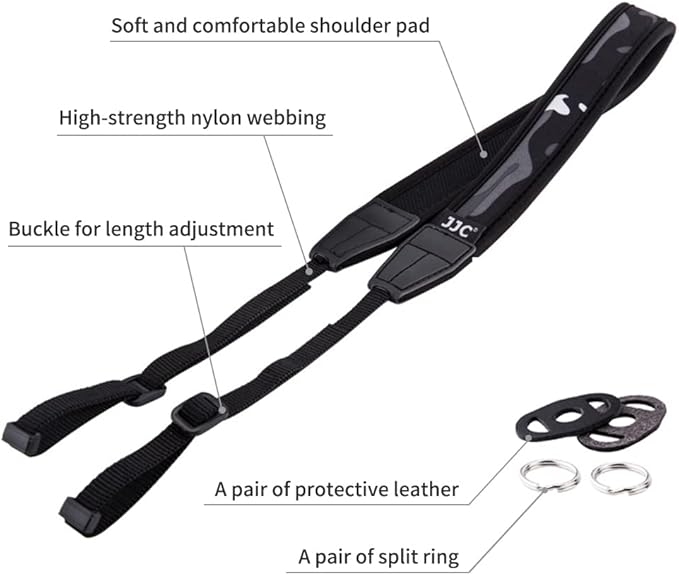 JJC Soft Camera Neck Shoulder Strap for Canon M50 M5 M6 Mark II SX70 SX60 G1X G5X G7X G9X Panasonic GH6 G85 G95 G100 GX85 GX95 G7 G9 GX9 GX8 FZ80 FZ300 FZ1000 II Olympus OM-D E-M10 E-M5 E-M1 & More