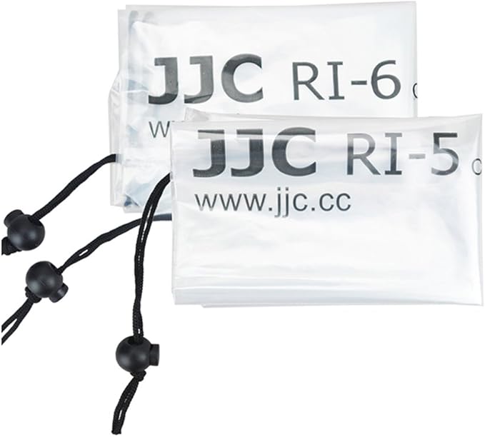 JJC 2 Types DSLR Camera Rain Cover Coat Sleeve Protector for Canon Nikon Fujifilm Sony Olympus Panasonic Pentax Sigma with a Lens & Flash PE Material Clear See-Through(2 Pack)