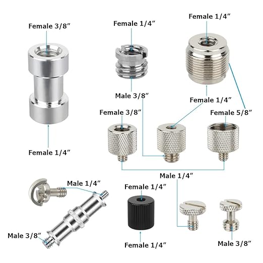 CAMVATE 30PCS Camera Screw Mount Set 1/4 to 1/4,1/4 to 3/8,1/4 to 5/8,1/4 & 3/8 Camera Mount Adapter for Tripod/Monopod/Microphone/Flash Light/Quick Release Plate Converter Screws Adapter