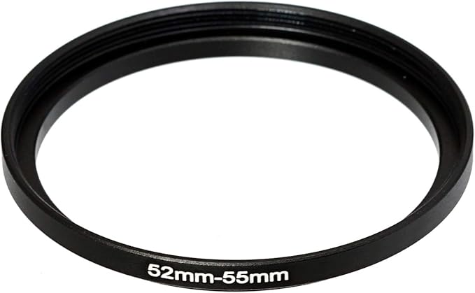 (2 Pcs) 52-55MM Step-Up Ring Adapter, 52mm to 55mm Step Up Filter Ring, 52mm Male 55mm Female Stepping Up Ring for DSLR Camera Lens and ND UV CPL Infrared Filters