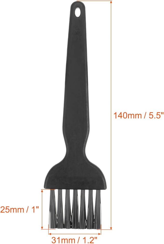 uxcell 2 Pcs Anti Static ESD Brush Plastic Handle Nylon Lab Cleaning Brushes for Electronics Keyboard PCB BGA Repair Soldering, 25x31mm Bristles