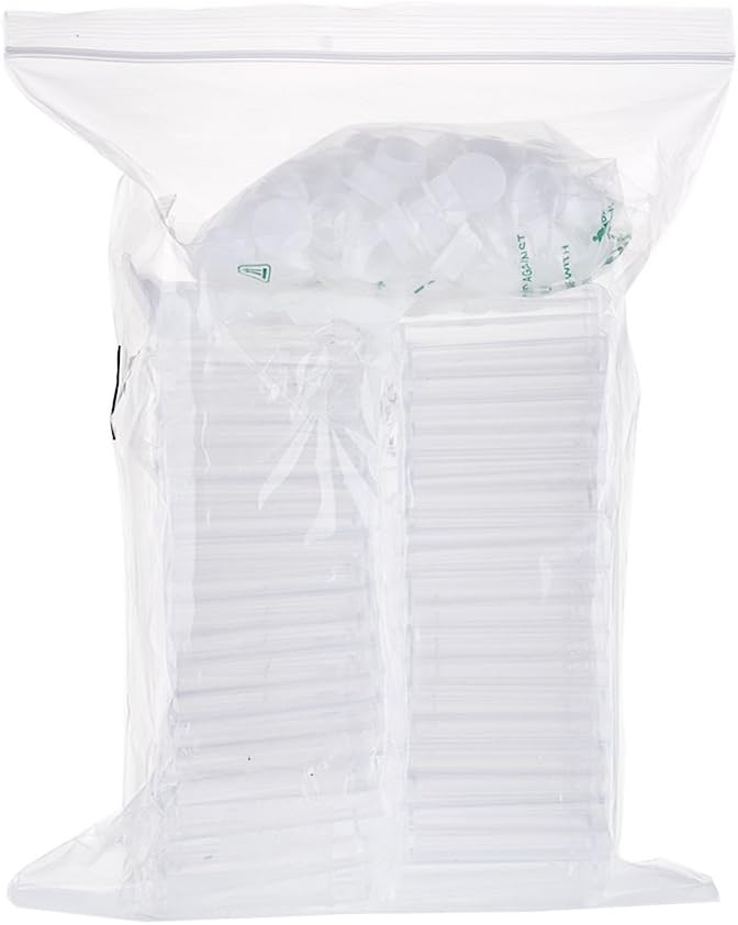 Craftdady 50pcs Transparent Clear Plastic Empty Storage Tubes Bead Container Set Test Bottles Organizers Boxes with Lid, 2.16x0.59 (55x15mm)