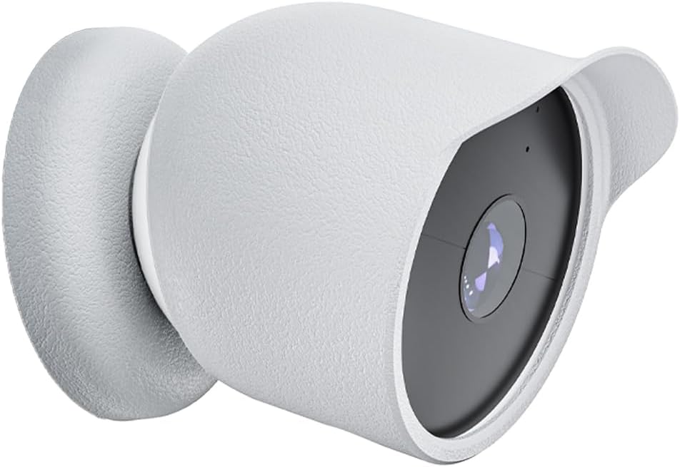 1-Pack Cover for Google Nest Cam Outdoor or Indoor (Battery, 2nd Gen), FJIASTB Soft Silicone Protective Case, Shockproof, Waterproof (White)