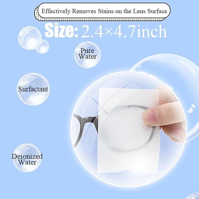 Pre-Moistened Lens Cleaning Wipes, 300 Pcs Cleaning Wipes for Glasses, Computer & Laptops Screens, Smart Phones, Optical Lens, Goggles, and Watch Screen l Quick-Dry and Scratch-Free