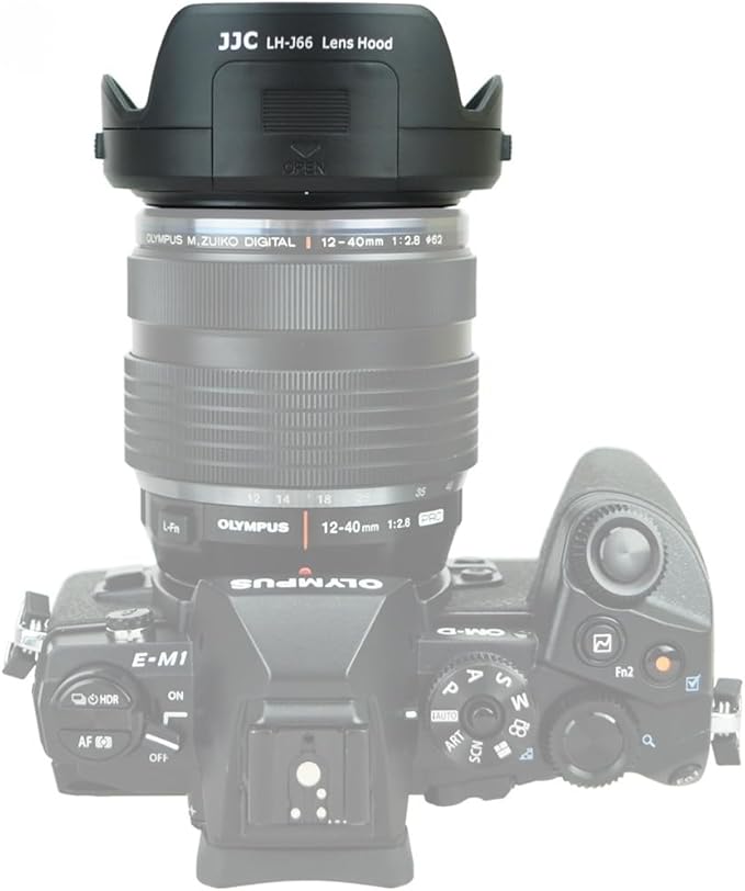 JJC Lens Hood Shade for Olympus M. Zuiko Digital ED 12-40mm f/2.8 PRO Lens, Replaces Olympus LH-66 Hood with Filter Access Window for ND CPL Filter Rotation