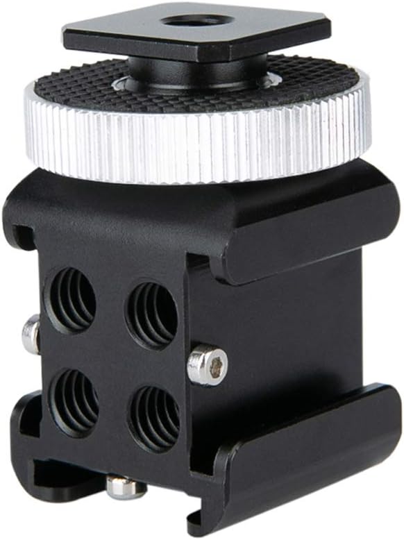 NICEYRIG 3-Side Cold Shoe Mount 360 Degree Swivel with Triple Anti-Off Shoe Adapters, 1/4 Threads for Microphone, Flash Light, Monitor Mount Camera Phone Vlog Vlogging - 328