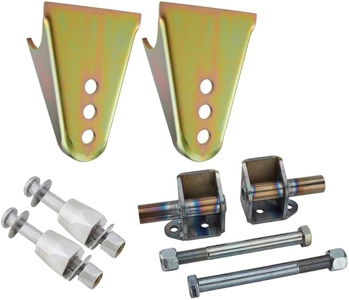 Speedway Motors Universal Steel Upper and Lower Rear Shock Mounts Kit Adjustable Coilover & Standard Shock Mount Brackets for Rear Suspension, Weld-On Steel Plates