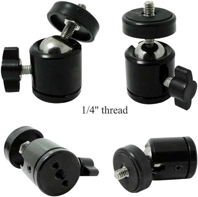 SLOW DOLPHIN Hot Shoe Mount Adapter 360 Degree Swivel Mini Ball Head 1/4 Tripod Screw Head for Cameras, Camcorders, Smart Phone, LED Video Light, Microphone(4 Packs)