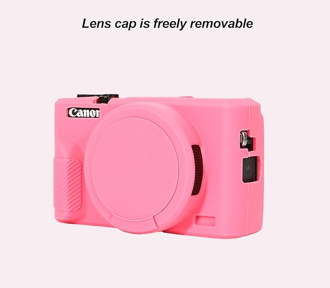 Pocoukate Case for Canon G7X Mark III Camera, Soft Silicone Protective Cover Skin with Removable Lens Cover for Powershot G7X Mark iii, Silicone Case with G7X3 Screen Protector Accessories - Rose