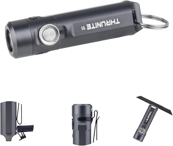 ThruNite Ti Keychain Flashlight, Compact USB-C Rechargeable Battery Mini Flash Light, Bright 650 Lumens LED Keyring Portable Light, Small EDC Pocket Torch Light for Camping, Everyday Carry