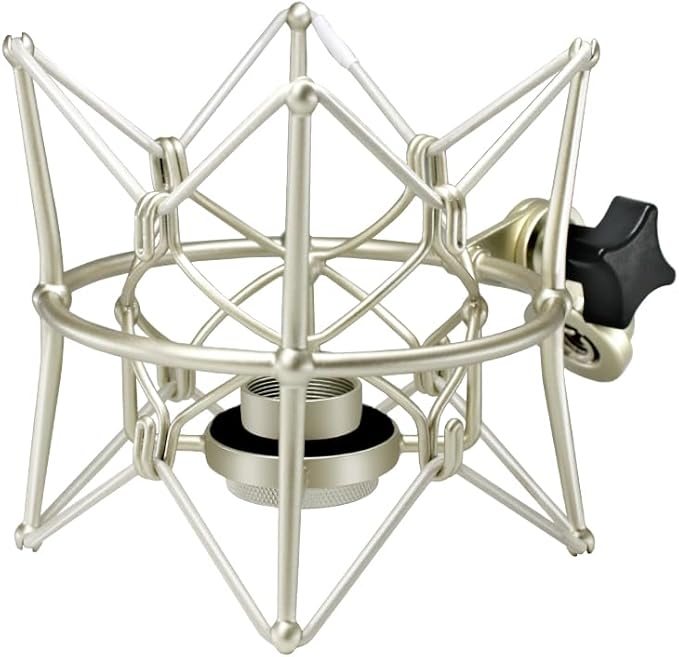 Microphone Shock Mount Anti-Vibration Mic Holder Spider Recording Mic Shockmount Stand Compatible with Neumann U87 Ai, U89 i and TLM 67 (Champagne)