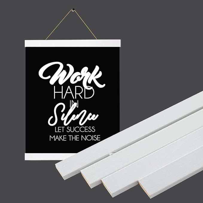 YK Artwood Picture Frame, 16 inch White Magnetic Poster Hanger, 3 Pack, for Wall Art Pictures Photos Prints Maps, Damage Free, Wide Compatibility, Wood Grain Finish