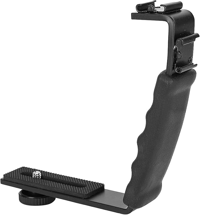 Camera L Bracket, Lightweight Dual Hot Shoe Mount L Bracket for DSLR Mirrorless, with Comfortable Handle, for Horizontal Vertical , Photography