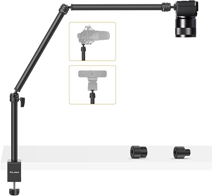 VIJIM LS08 Flexible Overhead Camera Mount Desk Stand, Webcam Stand Microphone Boom Arm Tabletop Photography Videography Live Stream Table clamp Mount