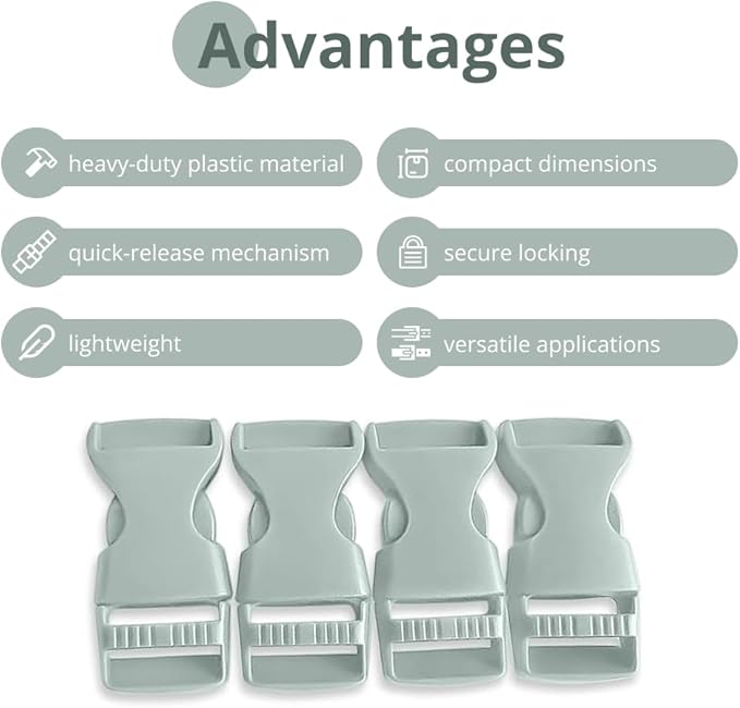 Buckles for Straps Set of 4 Pcs Plastic Buckle Clip Quick Side Release Plastic Fastener