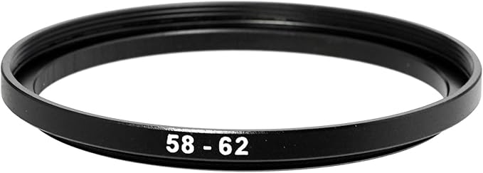 (2 Pcs) 58-62MM Step-Up Ring Adapter, 58mm to 62mm Step Up Filter Ring, 58mm Male 62mm Female Stepping Up Ring for DSLR Camera Lens and ND UV CPL Infrared Filters