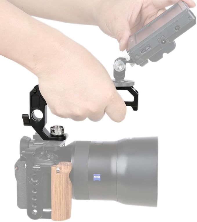 NICEYRIG Top Handle for ARRI 3/8 '' Thread with 15mm Rod Clamp, DSLR Camera Wooden Grip for Cage Rig - 348