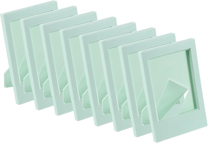 uxcell 8 Pcs Mini Picture Frames 2.4 x 3.6 Inch Rectangle Small Picture Photo Frame Holder for Tabletop Display Photos Paintings Landscape Posters Artwork, Light Green