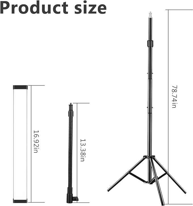 LED Video Light Stick Wand Kit-Photography Lighting with Adjustable Tripod Stand, 9 Color Filters, Gepege 2 Packs 5600K Dimmable Portable Video Studio Lighting for Live Streaming/Portrait/Vlog