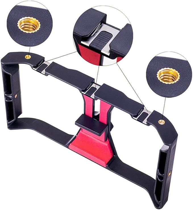 Adjustable Handheld Phone Stabilizer Smartphone Video Rig Filmmaking Case with 1/4" Screw Cold Shoe Mount Tripod (Color : B) (A)